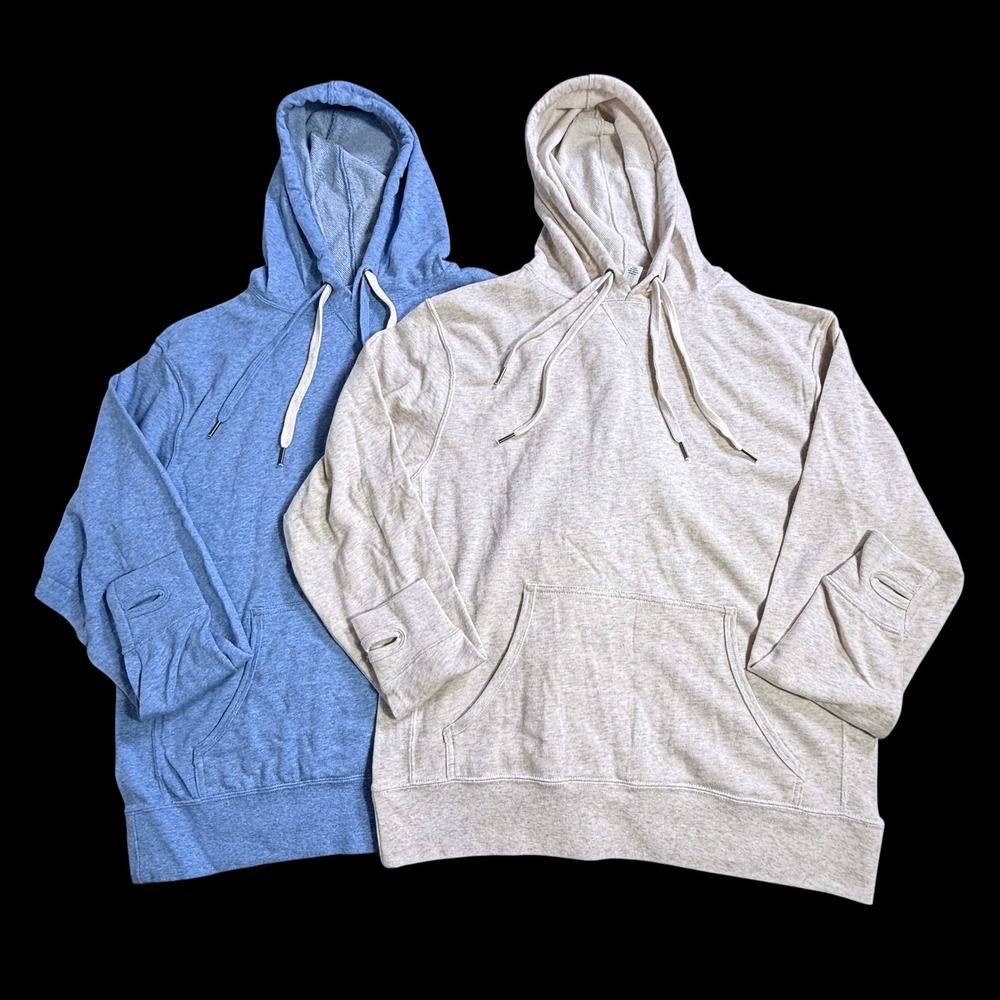 Independent‎ Trading Co Lot of 2 Hoodies Blue Oatmeal Thumbhole Cuffs Medium